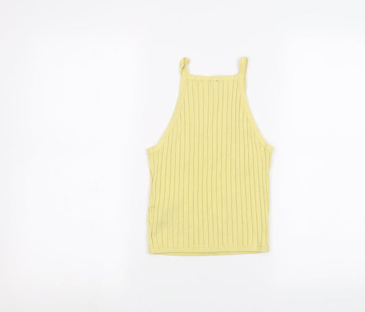 Womens UK Size S H&M Yellow Basic Tank