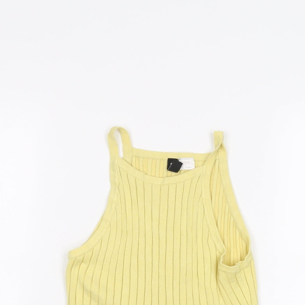Womens UK Size S H&M Yellow Basic Tank