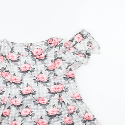 Peppermint Girls Grey Floral  Fit & Flare  Size 2-3 Years