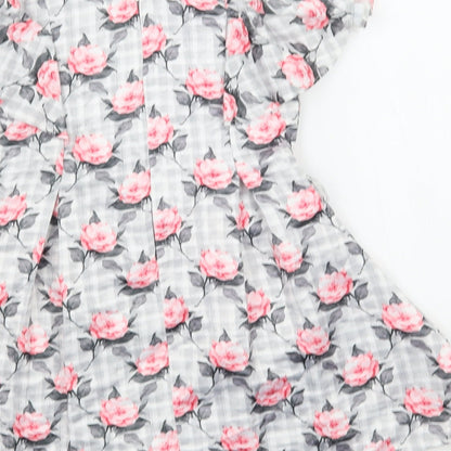 Peppermint Girls Grey Floral  Fit & Flare  Size 2-3 Years