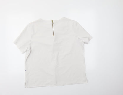 Womens UK Size L Preworn White Basic Blouse