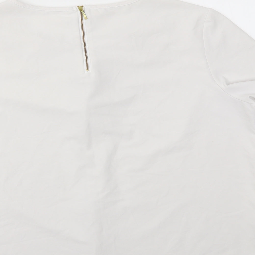 Womens UK Size L Preworn White Basic Blouse