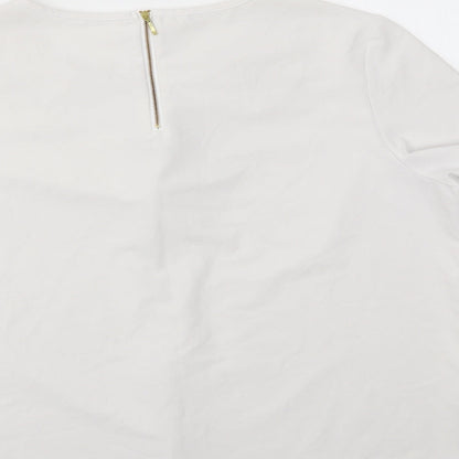 Womens UK Size L Preworn White Basic Blouse