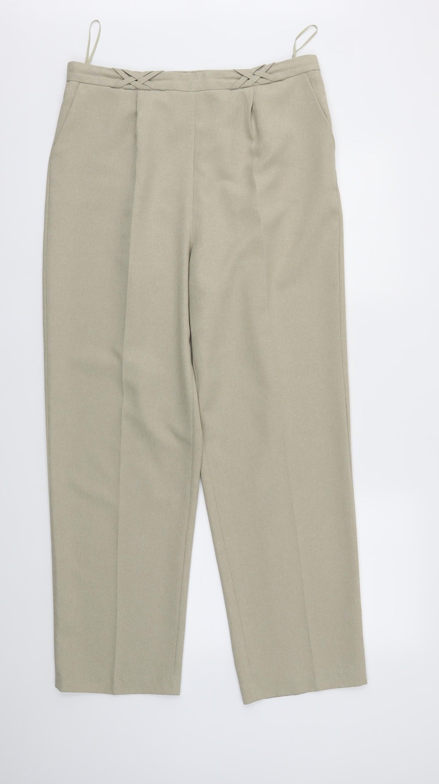 BM Womens Beige   Trousers  Size 16 L29 in - Elastic Waist Band