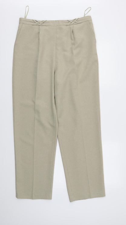BM Womens Beige   Trousers  Size 16 L29 in - Elastic Waist Band