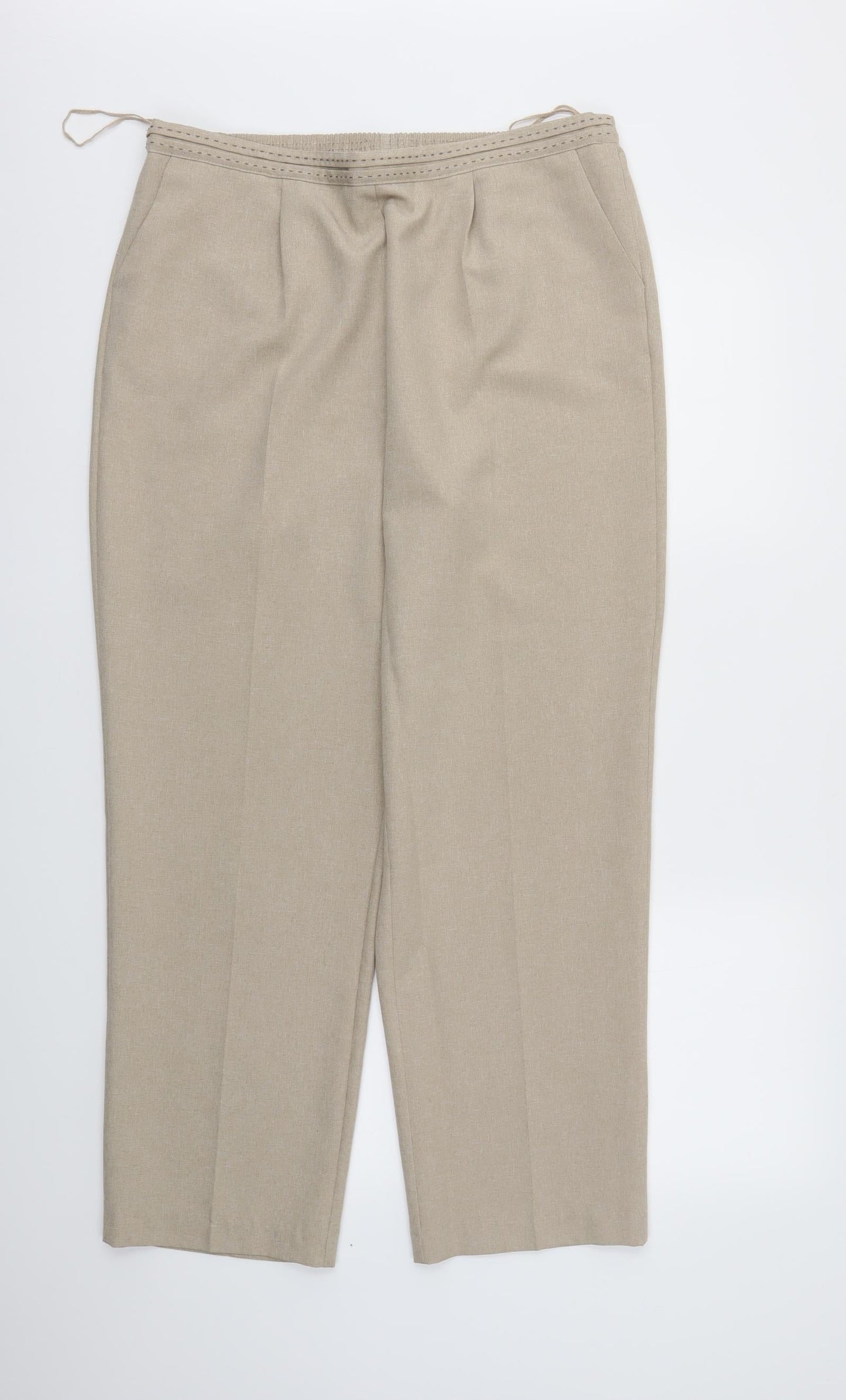 BM Womens Beige   Trousers  Size 16 L28 in - Elastic Waist Band