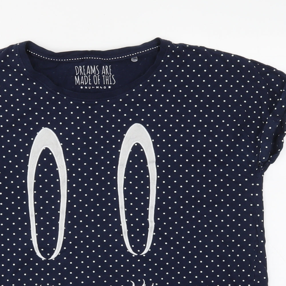 Nutmeg Womens Blue Polka Dot  Top Pyjama Top Size 8