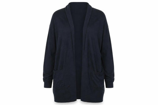 Front view of Atmosphere women’s blue cardigan jumper, size UK 10
