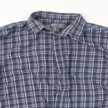 Mens UK Size L M&S Blue  Button-Up Long Sleeve Casual Shirt