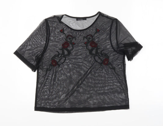 Quiz Womens Black Floral  Basic Blouse Size 12