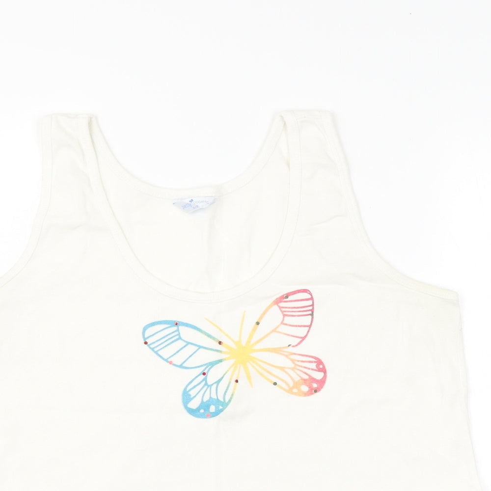 Womens UK Size 16 Pretty Secrets White Basic Tank