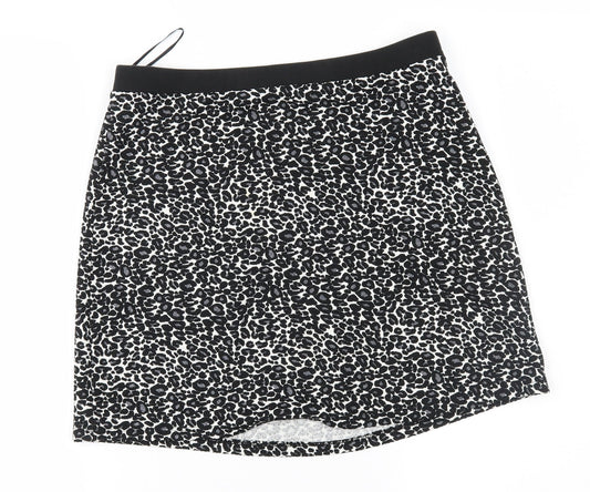 George Womens Black Animal Print  A-Line Skirt Size 10