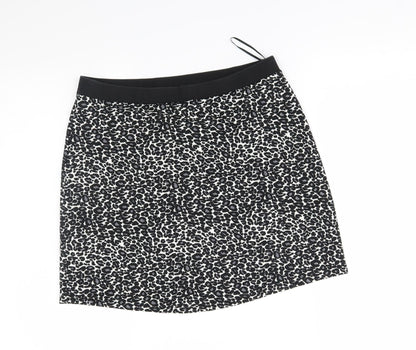 George Womens Black Animal Print  A-Line Skirt Size 10