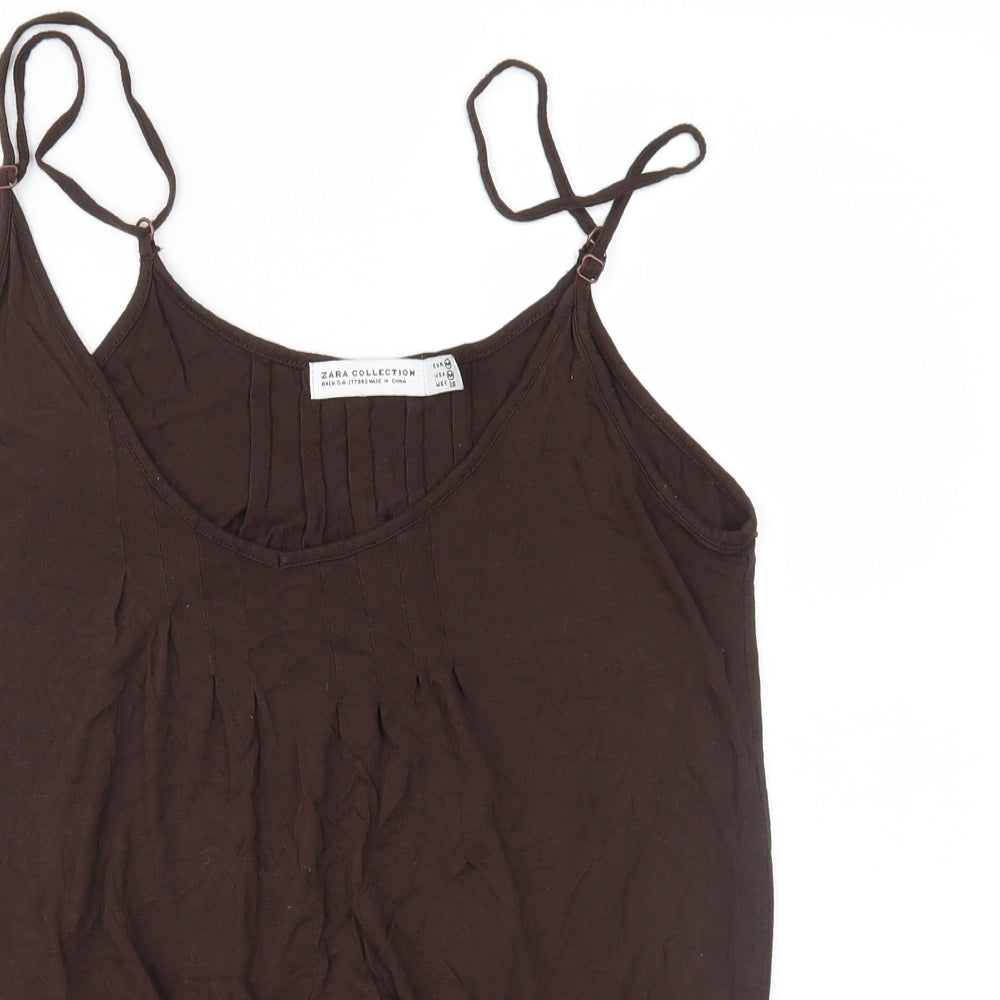 Womens UK Size M Zara Brown Basic Tank