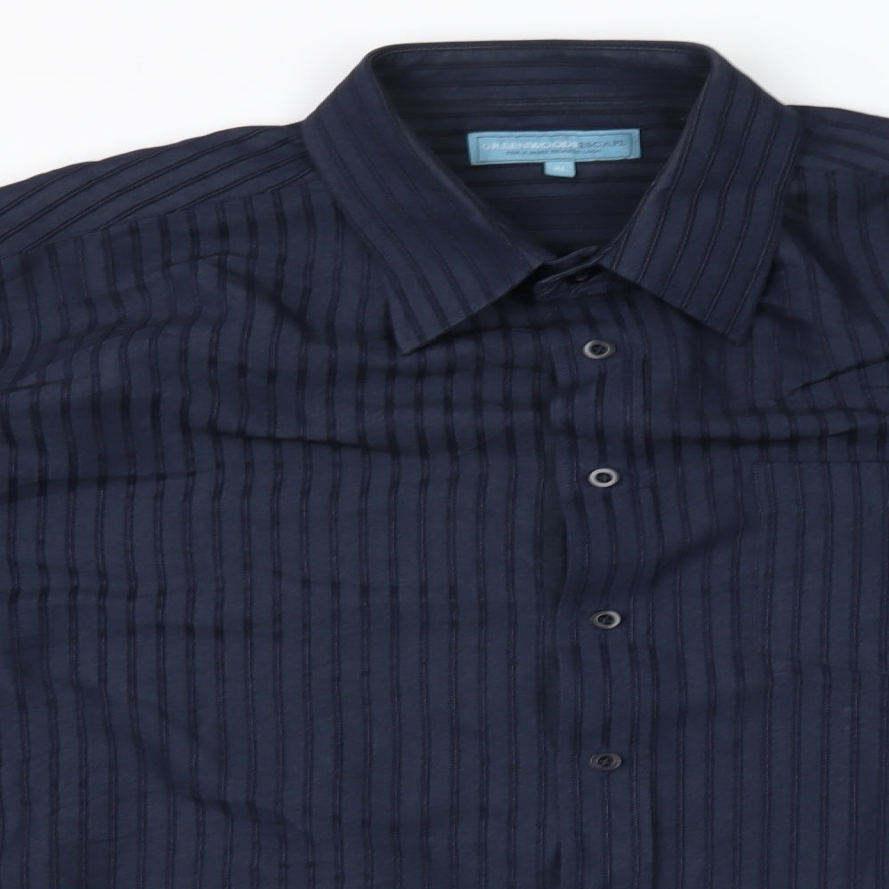 Mens UK Size XL greenwoods Blue  Button-Up Long Sleeve Casual Shirt