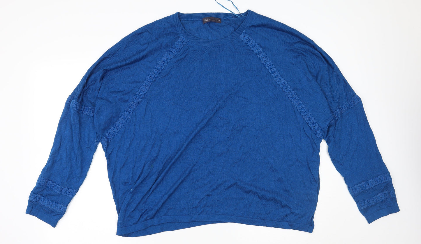 Womens UK Size XL M&S Blue Pullover Jumper