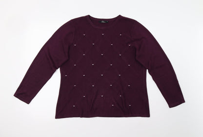 BM Collection Womens Purple  Knit Pullover Jumper Size M