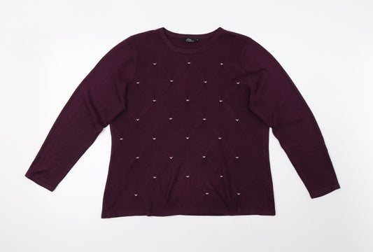 BM Collection Womens Purple  Knit Pullover Jumper Size M