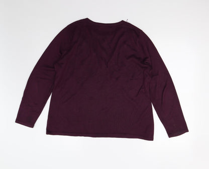 BM Collection Womens Purple  Knit Pullover Jumper Size M