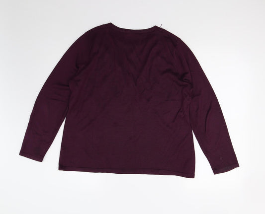 BM Collection Womens Purple  Knit Pullover Jumper Size M