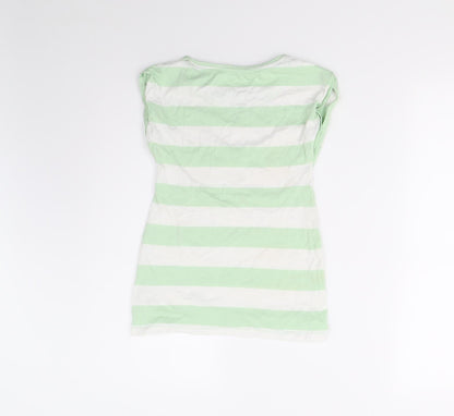John Lewis Girls Green Striped  Basic T-Shirt Size 10 Years
