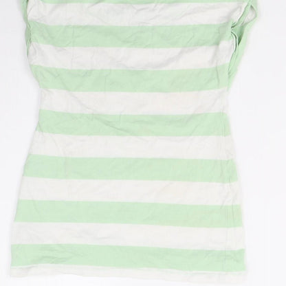 John Lewis Girls Green Striped  Basic T-Shirt Size 10 Years