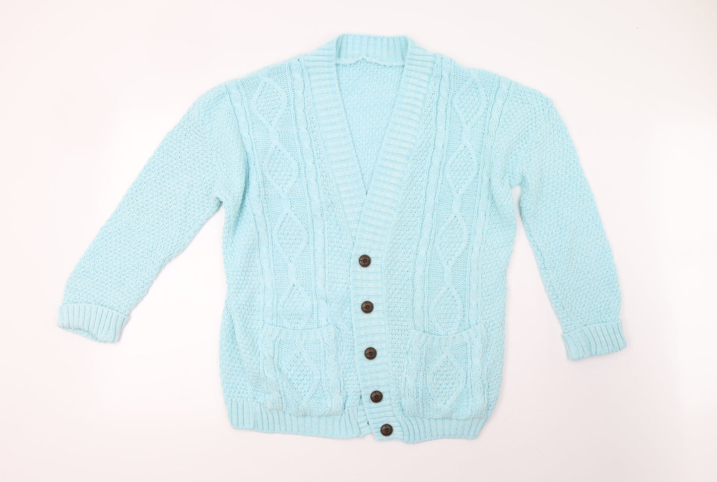 Womens UK Size L Preworn Blue Cardigan Jumper