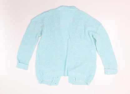 Womens UK Size L Preworn Blue Cardigan Jumper
