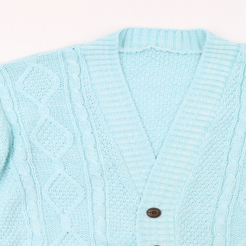 Womens UK Size L Preworn Blue Cardigan Jumper