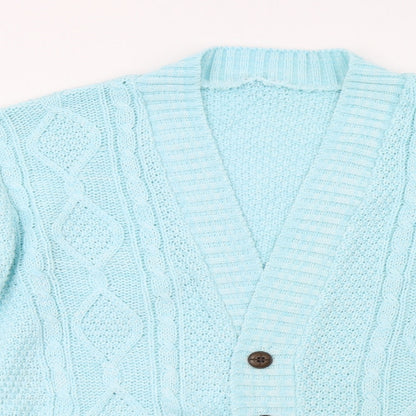 Womens UK Size L Preworn Blue Cardigan Jumper