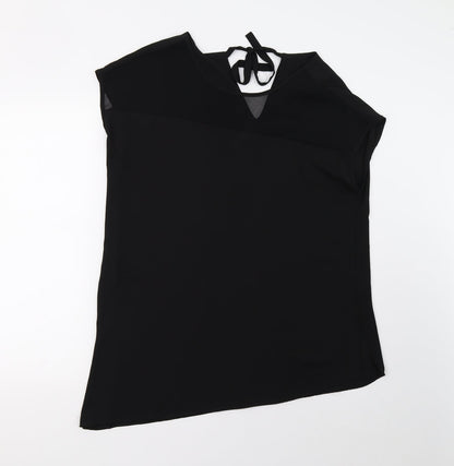 Womens UK Size L Preworn Black Basic Blouse