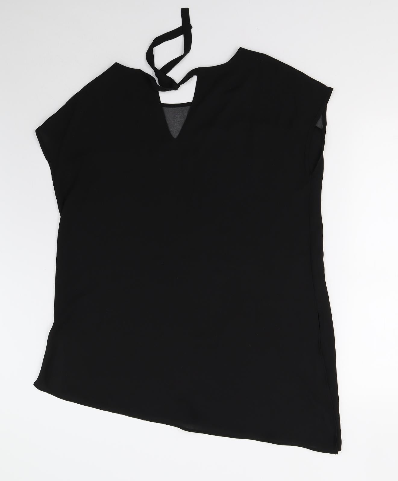 Womens UK Size L Preworn Black Basic Blouse