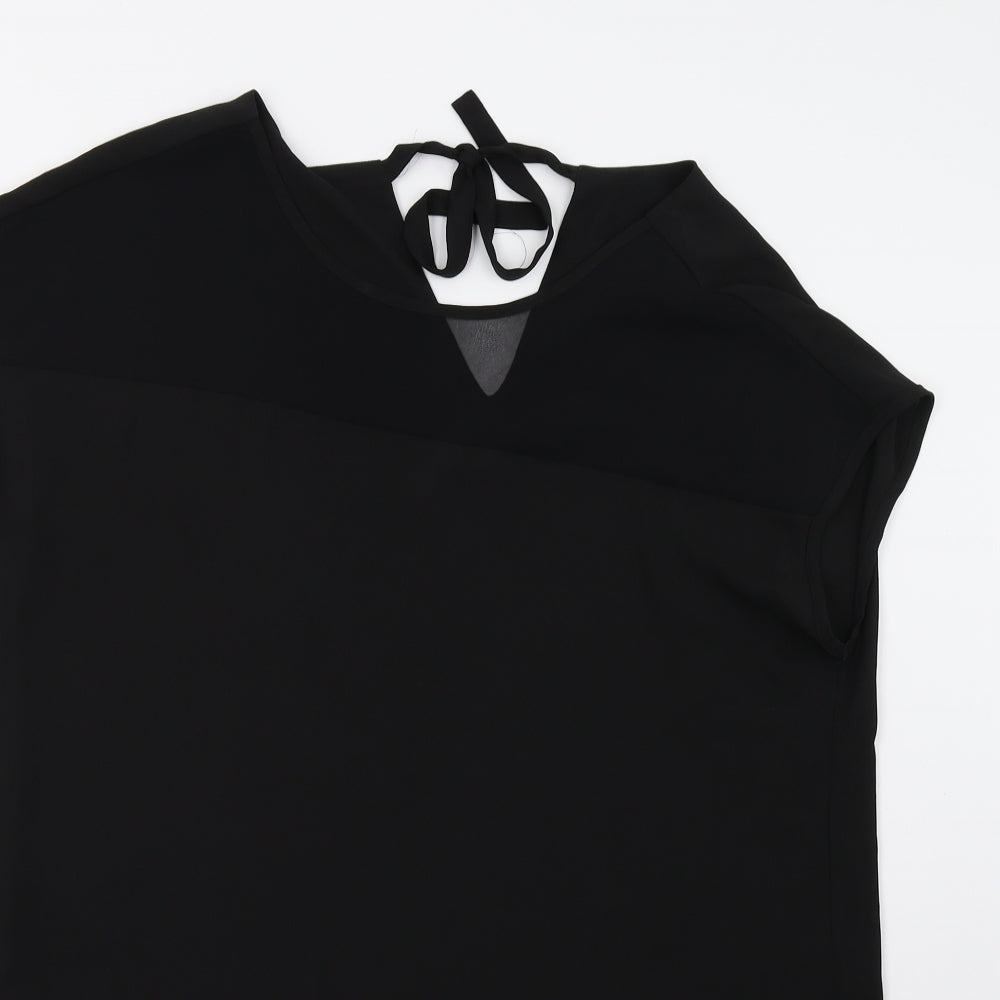 Womens UK Size L Preworn Black Basic Blouse
