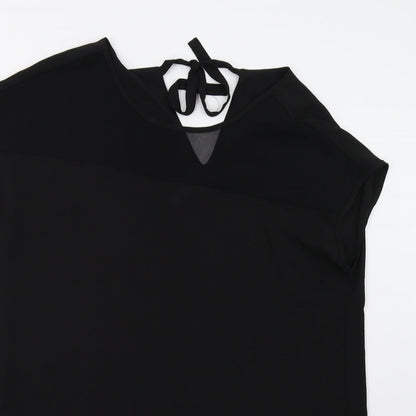 Womens UK Size L Preworn Black Basic Blouse