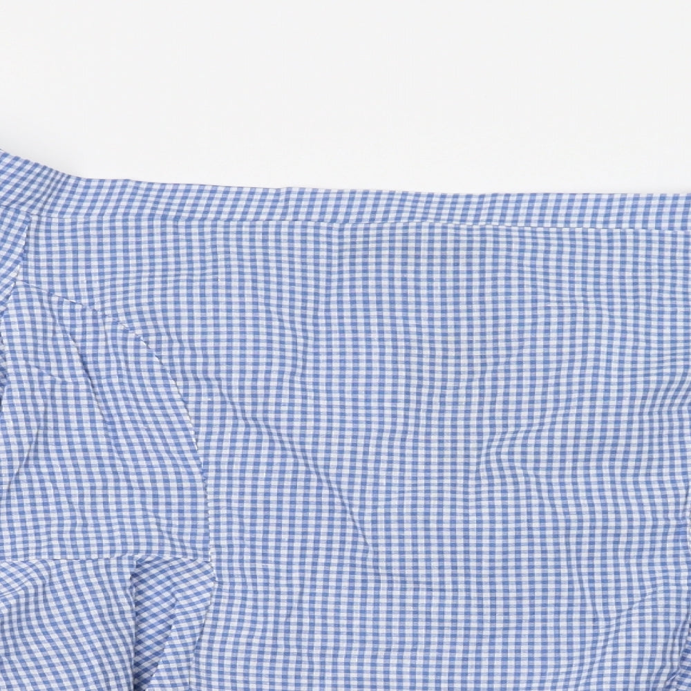 Boohoo Womens Blue Check  Basic Blouse Size 10