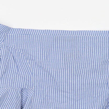 Boohoo Womens Blue Check  Basic Blouse Size 10