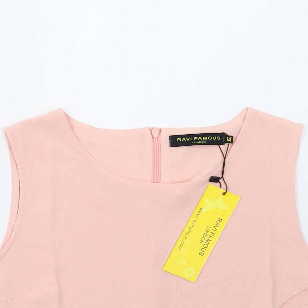 Womens UK Size 14 Ravi Famous Pink Basic Blouse