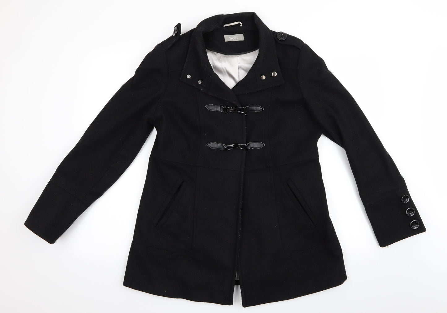 Womens UK Size 14 Wallis Black Overcoat
