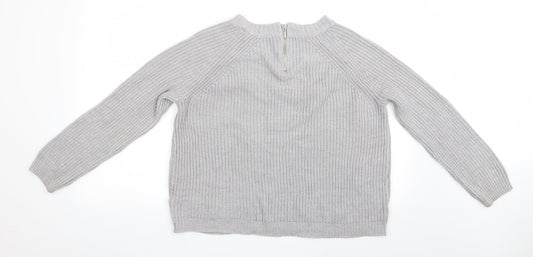 Dorothy Perkins Womens Grey   Pullover Jumper Size 14  - back Zip up