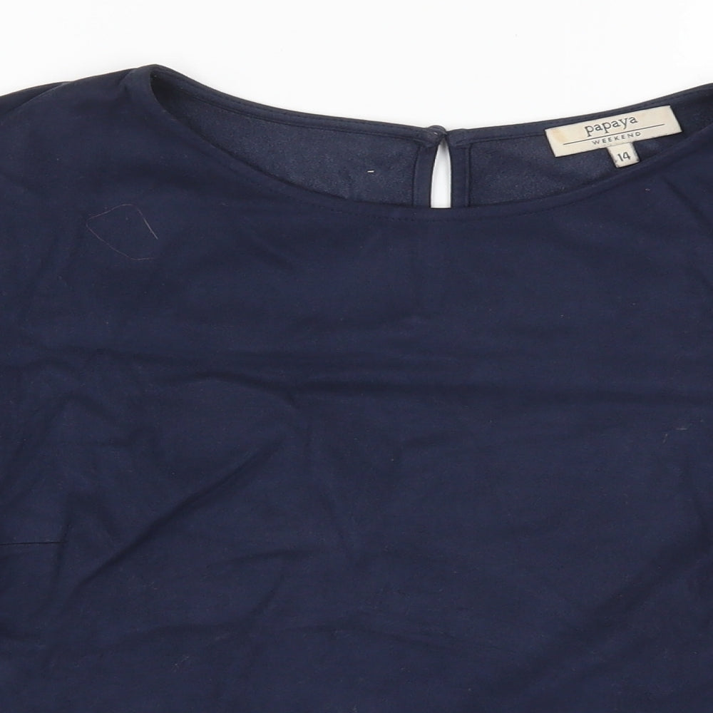 Papaya Womens Blue   Basic T-Shirt Size 14