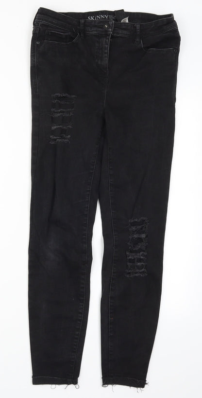 NEXT Womens Black  Denim Skinny Jeans Size 10 L28 in