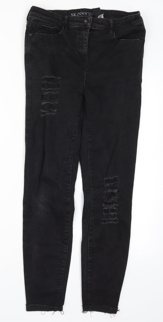 NEXT Womens Black  Denim Skinny Jeans Size 10 L28 in