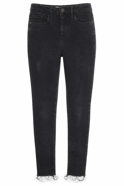 Mango Womens Black  Denim Skinny Jeans Size 4 L26 in - Distressed Hem