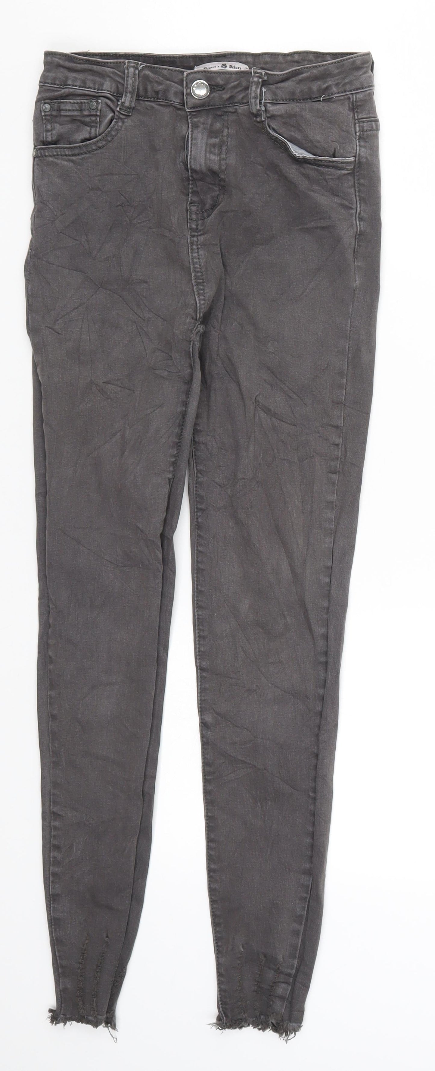 Elegants Deluxe Womens Grey  Denim Skinny Jeans Size 8 L25 in
