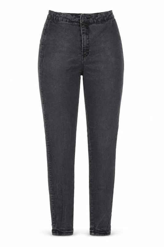 Front view of Missguided women’s grey denim skinny jeans, size UK 10, 31-inch leg