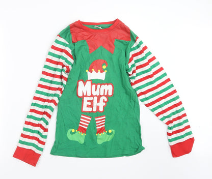Pyjamas.com Womens Green Geometric  Top Pyjama Top Size 8  - Christmas