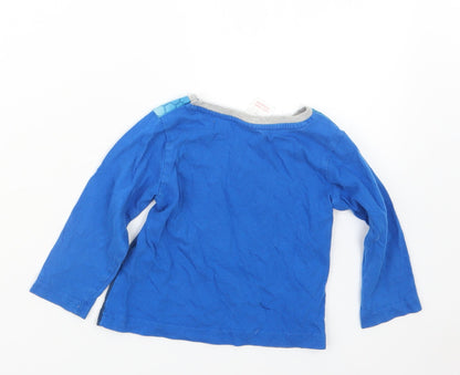 Preworn Boys Blue Geometric  Babydoll Pyjama Top Size 18-24 Months