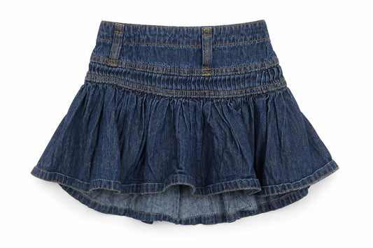 Front view of Adams Kids girls’ blue denim a-line skirt, size 3, years