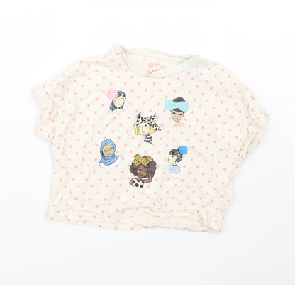 F&F Girls Pink Polka Dot  Basic T-Shirt Size 6-7 Years
