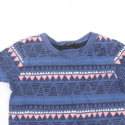 George Girls Blue Geometric  Basic T-Shirt Size 18-24 Months
